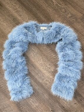 baby blue faux-fur bolero
